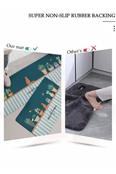DOMEET 2PCS Non-Slip Kitchen Rugs and Mats, Anti-Fatigue Hallway Kitchen Runner Rug Set Backing Floor Mat