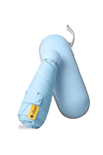 fulina Mini Travel Capsule Umbrella, Small Compact Portable Umbrella for Sun and Rain, (Blue)