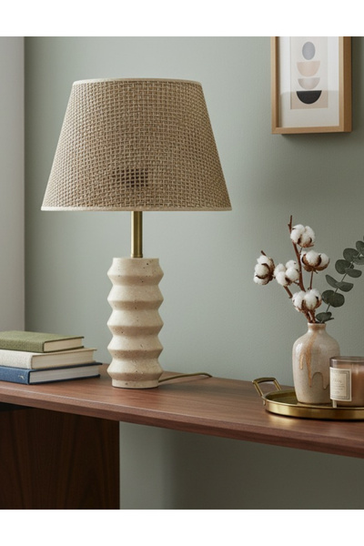 Maisonord Meya Travertine Lampshade with Straw Hat
