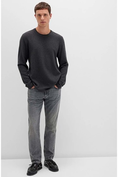 Mavi 064622 Long Sleeve Textured T-Shirt Men's T-Shirt Smoked