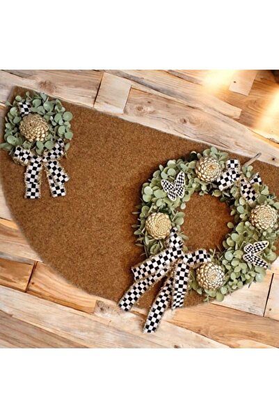 TASARİMECRN Kozalak Dama kurdelalı Kapı süsü 30 cm Kapı çelengi kapı Önü pasp...
