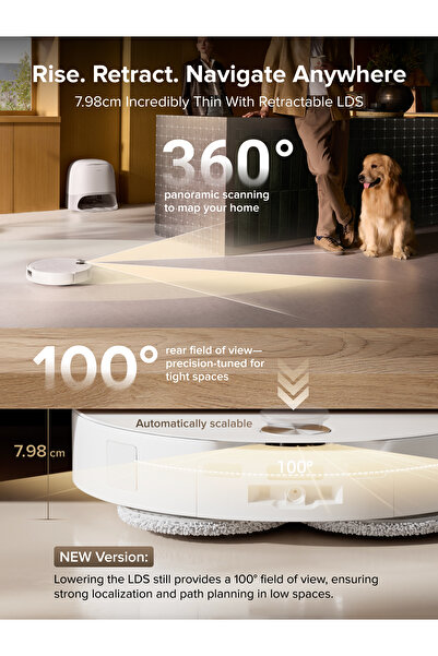 Roborock Qrevo CurvX Akıllı Robot Süpürge Beyaz 22.000 PA Emiş Gücü