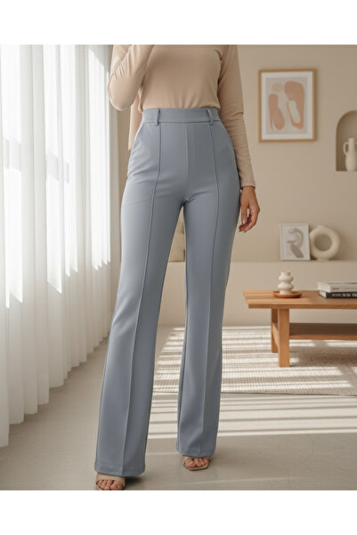 Modamorfo Buttoned Lycra Trousers -Gray