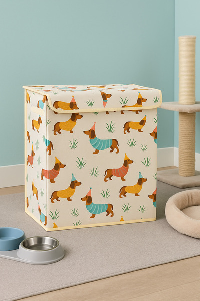 homyjr's Sausage Dog Multipurpose with Lid Toy Laundry Storage Box Folding Or...