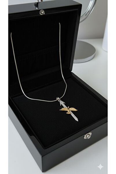 MR Zirkon taşlı kuş figürlü çelik elif kolye