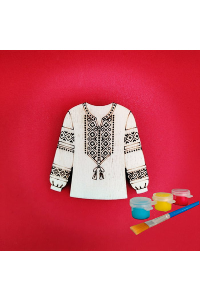 OEM Insignă tradițională din lemn „ie” pentru pictat, 6,5 x 6,5 cm