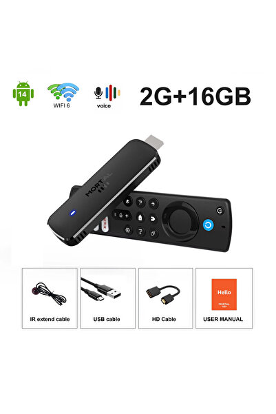 Choice جهاز تلفزيون Q8 2GB16G Voice Mortal Android 14 TV Stick عالي الدقة 4K 1080P WiFi 6 Google Voice NETFLIX Youtube Q8 B