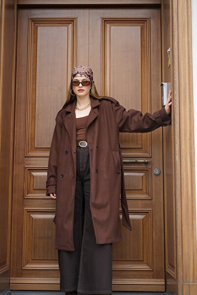 PERADO New Season Lined Premium Quality Women's Cashmere Coat with Brown Belt