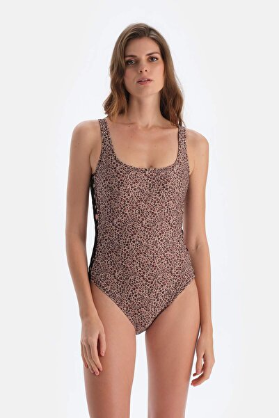 Dagi Καφέ μαγιό με λαιμόκοψη