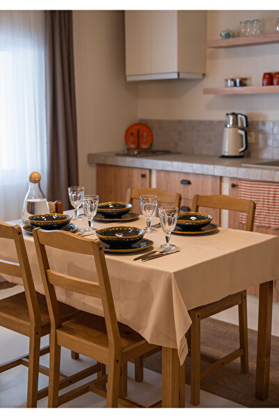 Evim Canvas Light Beige Liquid Proof Stain Resistant Table Cloth