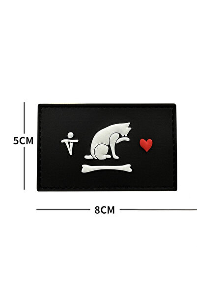 ISG رقعة DA ثلاثية الأبعاد من مادة PVC على شكل قطة ذات لحية سوداء - أبيض DA-N...