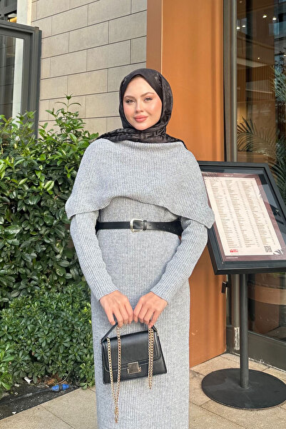 LOCCO Women's Cape Collar Dress Gray