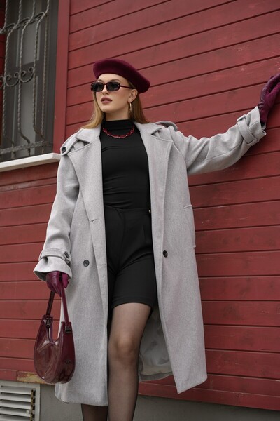 PERADO Gray Belted New Season Lined Premium Quality Women's Cashmere Coat