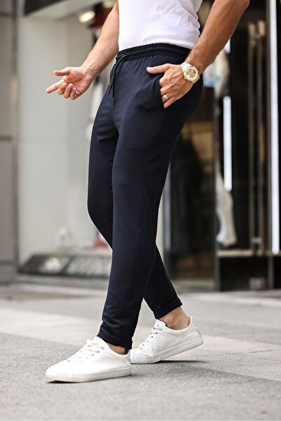 comstar Men's Double Leg Tight Navy Sweatpants with Elastic Waist