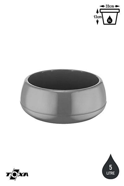 ToXA Aranjman Saksı 4,8 Litre Antrasit Gri 33cm Menekşe Kaktüs Sukulent Saksı...