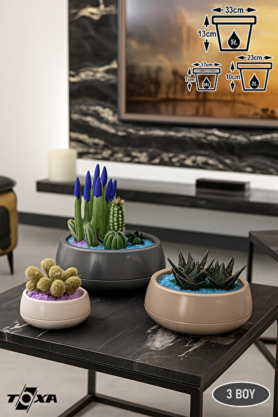 ToXA 3 Boy Aranjman Saksı Seti Karışık Renk