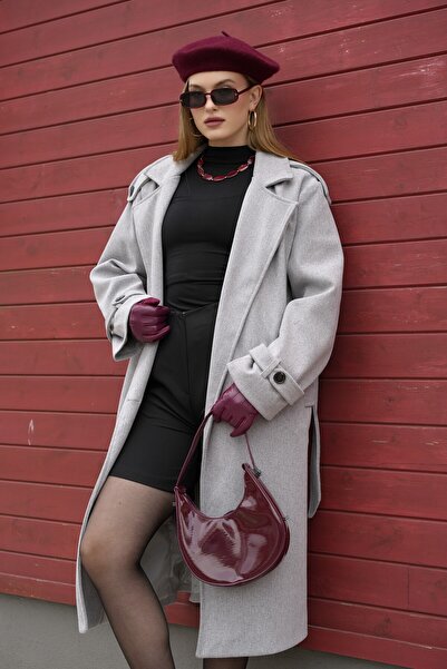 PERADO Gray Belted New Season Lined Premium Quality Women's Cashmere Coat