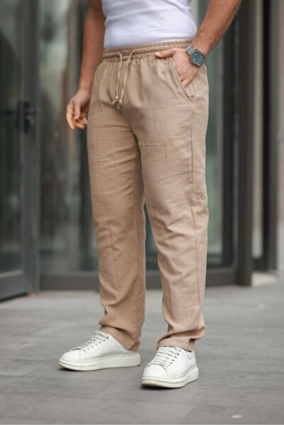 comstar Men's Trendy Elastic Waist Wide Leg Baggy Trousers