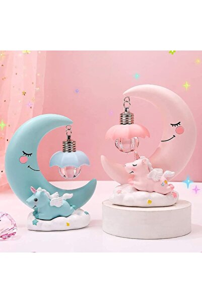 Genel Markalar Dekoratif Ay Dede Ve Minik Unicorn Temalı Masa Lambası? Ve Biblo