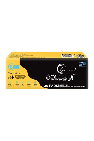 Colleen فوط صحية فاخرة من الجرافين الأنيونية XL+ 330 مم | عبوة من 30 فوطة | ت...