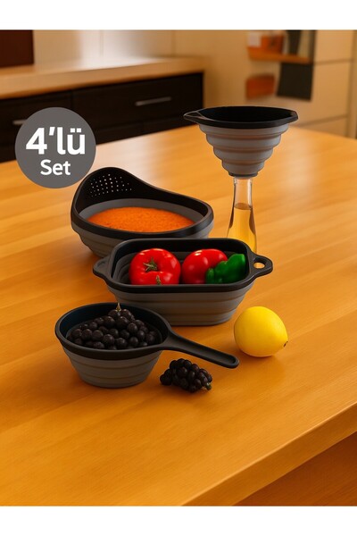 Nesto Home طقم مصفاة أكورديون مكون من 4 قطع (قمع، مصفاة مربعة، مصفاة نحاسية، ...