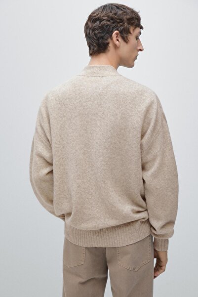 Massimo Dutti Yün karışımlı V yaka triko hırka