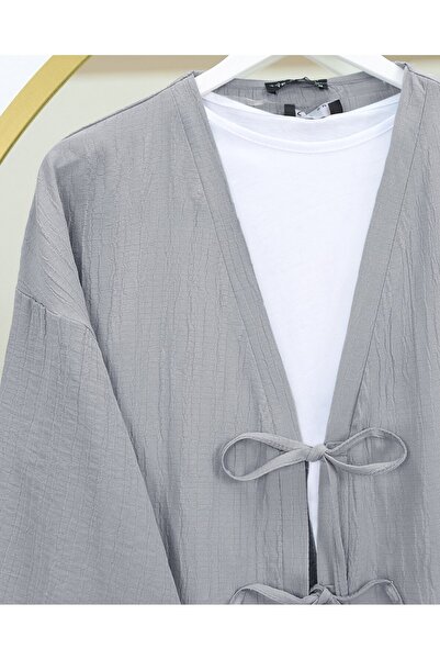 Modamorfo Crinkle Suit with Double Lace-Up Trousers - Gray