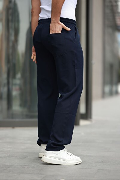 comstar Men's Trendy Elastic Waist Wide Leg Baggy Trousers