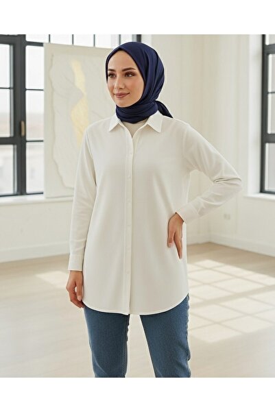 Modamorfo Buttoned Oversize Plain Shirt -White