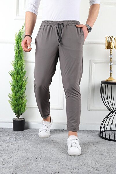 comstar Чоловічі штани з еластичним поясом, подвійними штанинами та еластичними манжетами, кольору димчастого