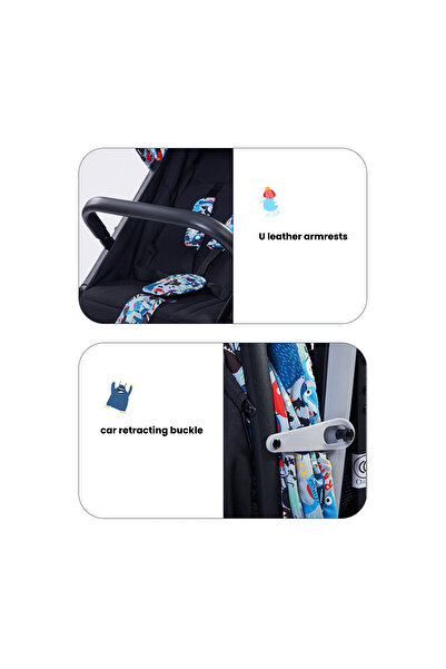 Ominii Lightweight foldable baby stroller with Reclining Seat, Large Canopy & Basket