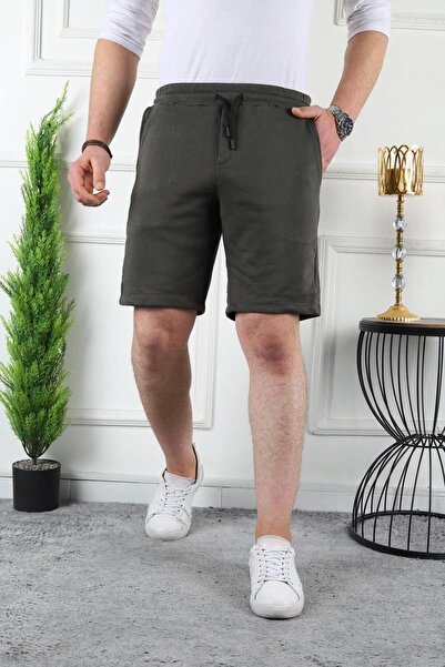 comstar Men's Compack Combed Cotton Tight Khaki Capri Shorts with Elastic Waist