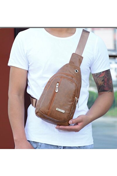 Zen Store BROWN Crossbody Sling Bag with Earphone Hole for Men & Women - Chest Daypack for Hiking Camping