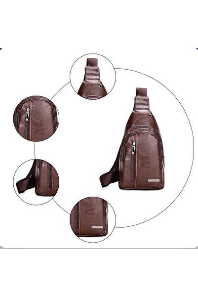 Zen Store KHAKI Crossbody Sling Bag with Earphone Hole for Men & Women - Chest Daypack for Hiking Camping