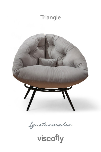 Viscofly Triangle Tekli Koltuk Berjer – Metal Ayaklı, Silinebilir Kumaş, Modern Tasarım Gri