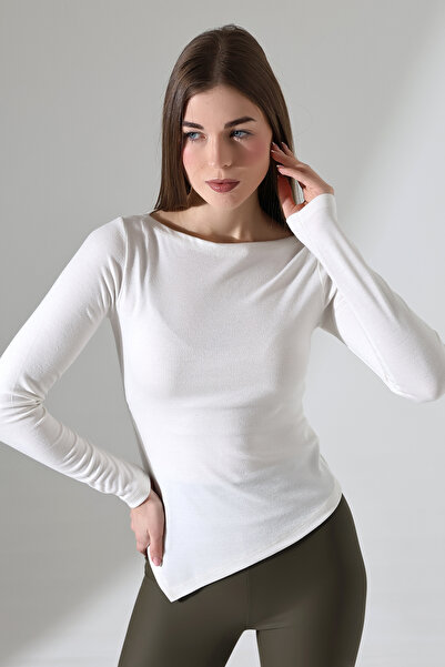 Şiir Bluză și top cu mânecă lungă asimetrică pentru femei Evora - Ecru