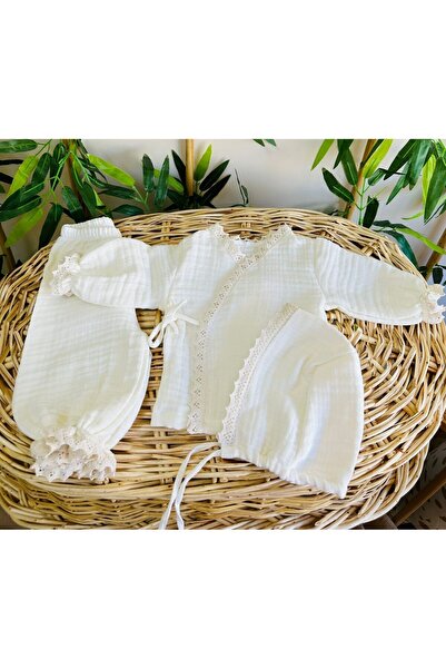 esilaaaksesuar طقم ملابس داخلية من 5 قطع من الموسلين بتصميم كيمونو مع أربطة، ...