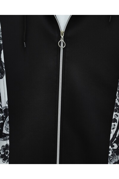 Modamorfo Zippered hooded patterned scuba suit - black