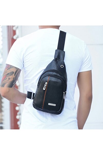 Zen Store BLACK Crossbody Sling Bag with Earphone Hole for Men & Women - Chest Daypack for Hiking Camping