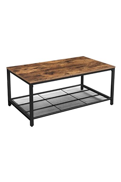 VASAGLE Masă de cafea cu raft de depozitare, dreptunghiulară, PAL și metal, m...