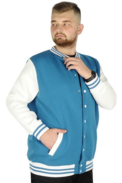 ModeXL Palton de colegiu pentru bărbați de mărime mare Mode Xl cu închidere cu capse 22619 Petrol Green