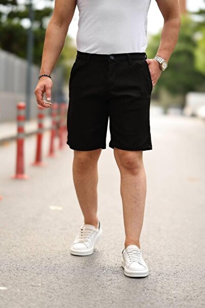 comstar Men's Knitted Gabardine Pocket Tight Stretchy Black Capri Shorts