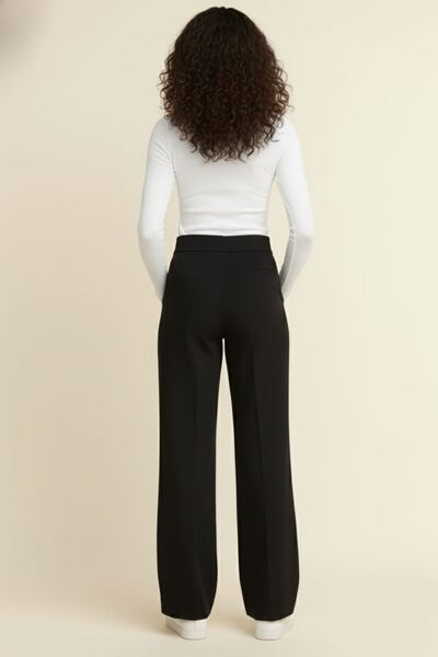 enmodaiçgiyim Black Women's High Waist Stretch Fabric Velcro Closure Palazzo Wide Leg Trousers