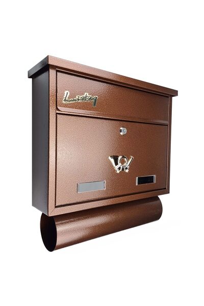damech Mailbox, Damech, with newspaper holder, brown, C4 format, 39x12x41 cm