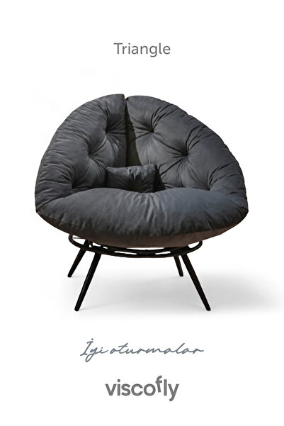 Viscofly Triangle Tekli Koltuk Berjer – Metal Ayaklı, Silinebilir Kumaş, Modern Tasarım - Füme