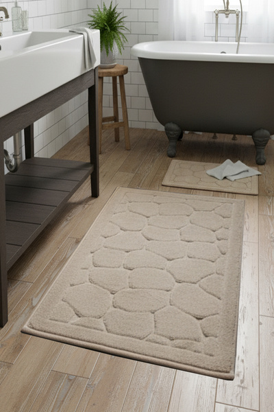 Chilai Home Lıno Taş Cotton 2 Lı Set Banyo Paspas Seti