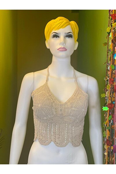 Gönülden Tasarım Özerl Design Δαντέλα Πλεκτό Μοντέλο Μπούστο Καπάκι Τυπικό Μέγεθος Μπλούζα Μπλούζα