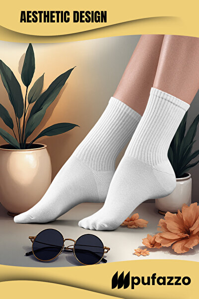 PUFAZZO Unisex Tennis Sports Socks Set of 5 - Natural Cotton, Seamless, Towel Sole, Tennis, College Socket Socks