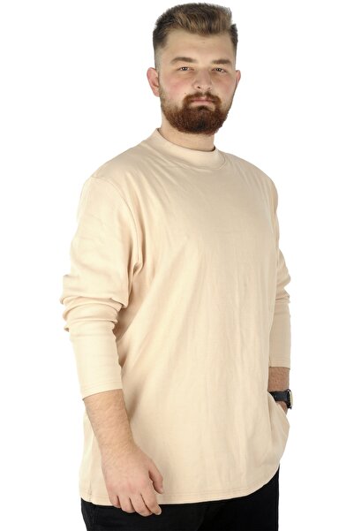 ModeXL Mode Xl Large Size Long Sleeve Half Fisherman Sweater 22558 Beige