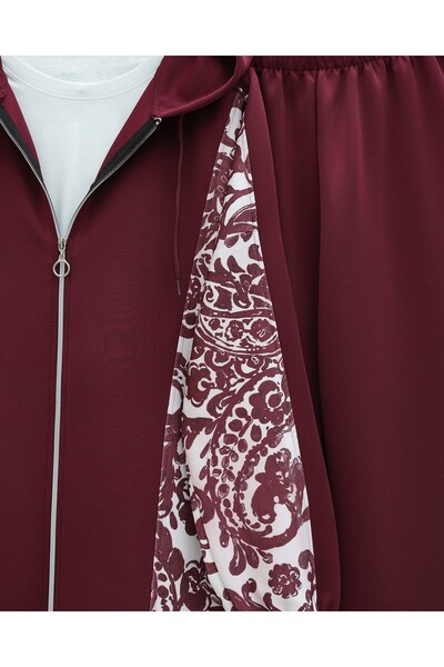 Modamorfo Zippered hooded patterned scuba suit - burgundy